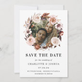 Rustic Earth-tone Boho Photo Save the Date Kaart (Voorkant)