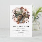 Rustic Earth-tone Boho Photo Save the Date Kaart (Staand voorkant)
