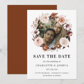 Rustic Earth-tone Boho Photo Save the Date Kaart (Voorkant / Achterkant)