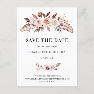 Rustic Earth-tone Boho Save the Date Invitation Briefkaart