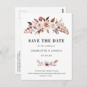 Rustic Earth-tone Boho Save the Date Invitation Briefkaart (Voorkant / Achterkant)