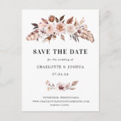 Rustic Earth-tone Boho Save the Date Invitation Briefkaart (Voorkant)