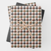 Rustic Earth Tone Checkered Plaid Inpakpapier Vel (In situ)