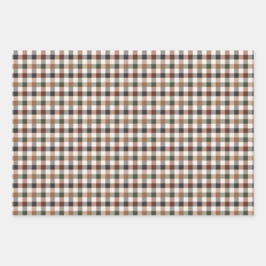 Rustic Earth Tone Checkered Plaid Inpakpapier Vel (Voorkant)