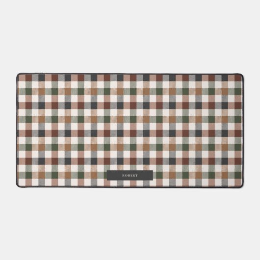Rustic Earth Tone Plaid Pattern Bureaumat (Voorkant)