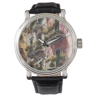 Rustic Earth Tones Balcony Scene Watch Horloge