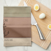 Rustic Earth Tones Wood Nautical - Monogram Theedoek (Quarter Fold)