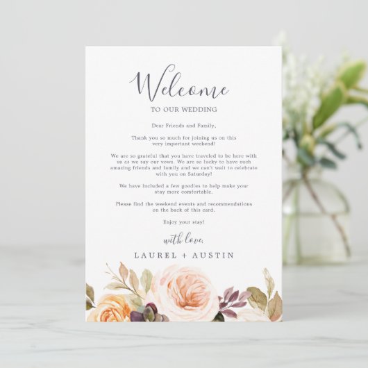 Rustic Earth Wedding Welcome Letter & Itinerary (Staand voorkant)