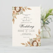 Rustic Earthy Bloom Arch Wedding Kaart (Staand voorkant)