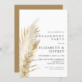 Rustic Earthy Boho Pampas Engagement Party Invitat Kaart