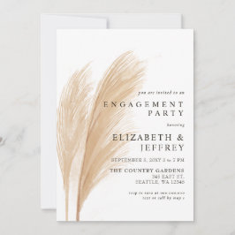 Rustic Earthy Boho Pampas Engagement Party Kaart