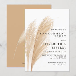 Rustic Earthy Boho Pampas Engagement Party Kaart