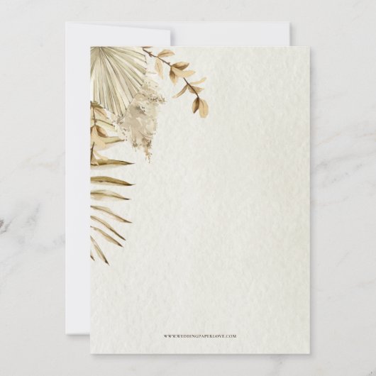 Rustic Earthy Boho Pampas Engagement Party Kaart (Achterkant)