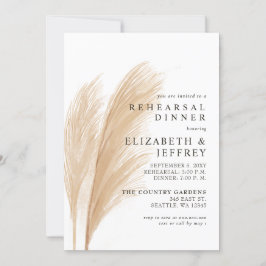 Rustic Earthy Boho Pampas Rehearsal Kaart