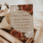 Rustic Earthy Burlap Dusty Terracotta Roos Wedding Kaart<br><div class="desc">Verrijk je gasten met deze elegante huwelijksuitnodiging met prachtige rustige oranje rozen en kant. Voeg eenvoudig uw gebeurtenisdetails op deze makkelijk te gebruiken sjabloon toe om het één-van-een-soort uitnodiging te maken.</div>