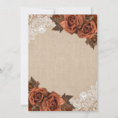 Rustic Earthy Burlap Dusty Terracotta Roos Wedding Kaart (Achterkant)