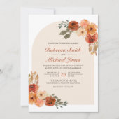 Rustic Earthy Burnt Sinaasappel Floral Arch Weddin Kaart (Voorkant)