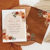 Rustic Earthy Burnt Sinaasappel Floral Arch Weddin Kaart
