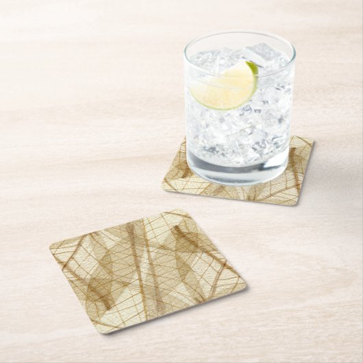 Rustic Earthy Cream Beige Leaves Kartonnen Onderzetters (Insitu)