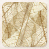 Rustic Earthy Cream Beige Leaves Kartonnen Onderzetters (Voorkant)