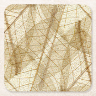 Rustic Earthy Cream Beige Leaves Kartonnen Onderzetters