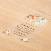 Rustic Earthy Dusty Peach Floral Pumpkin Wedding Acryl Uitnodigingen (Laagn)