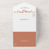 Rustic Earthy Dusty Peach Floral Pumpkin Wedding All In One Uitnodiging (Buitenkant)