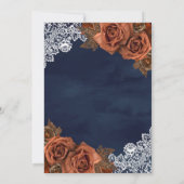 Rustic Earthy Dusty Terracotta Roos Navy Wedding Kaart (Achterkant)