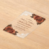 Rustic Earthy Dusty Terracotta Rose Lace Wedding Acryl Uitnodigingen (Laagn)