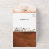 Rustic Earthy Floral Arch Terracotta Baby shower All In One Uitnodiging (Buitenkant)