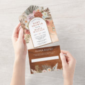 Rustic Earthy Floral Arch Terracotta Baby shower All In One Uitnodiging (Afscheurbaar)