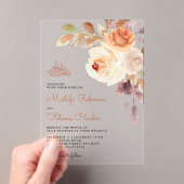 Rustic Earthy Floral Bouquet Islamic Wedding Acryl Uitnodigingen (Insitu (Draagbaar))