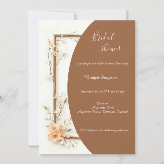 Rustic Earthy Floral Harmony bruids Kaart (Voorkant)