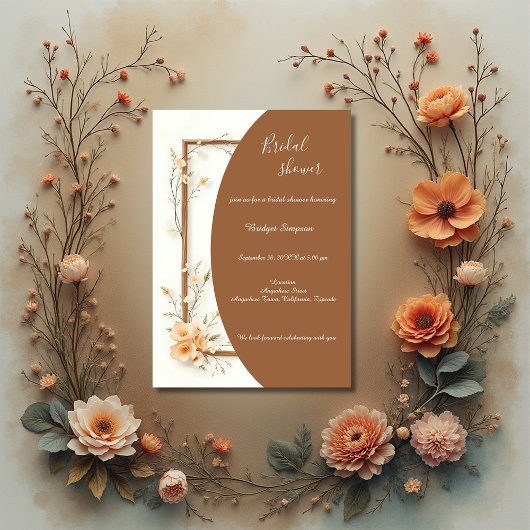 Rustic Earthy Floral Harmony bruids Kaart