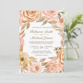 Rustic Earthy Floral Herfst Foto QR Code Weddensch Kaart (Staand voorkant)