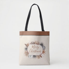 Rustic Earthy Merry Christmas Tote Bag