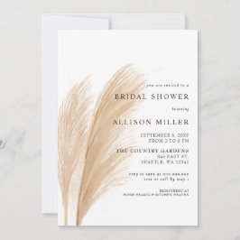 Rustic Earthy Neutral Boho Pampas Vrijgezellenfees Kaart