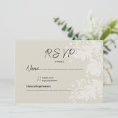 Rustic earthy neutral white floral lace RSVP Kaart (Staand voorkant)