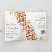 Rustic Earthy Peach Floral QR Code Wedding (Binnen)