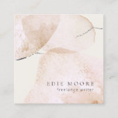 Rustic Earthy Tan Painted Abstracte Waterverf Art Vierkante Visitekaartje (Voorkant)