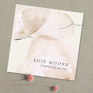 Rustic Earthy Tan Painted Abstracte Waterverf Art Vierkante Visitekaartje