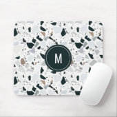 Rustic Earthy Terrazzo Stone Pattern Monogram Muismat (Met muis)