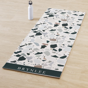 Rustic Earthy Terrazzo Stone Pattern Yogamat