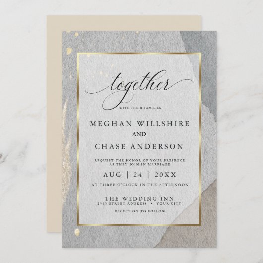 Rustic Earthy Waterverf Splash op Granite Stone Kaart (Voorkant / Achterkant)