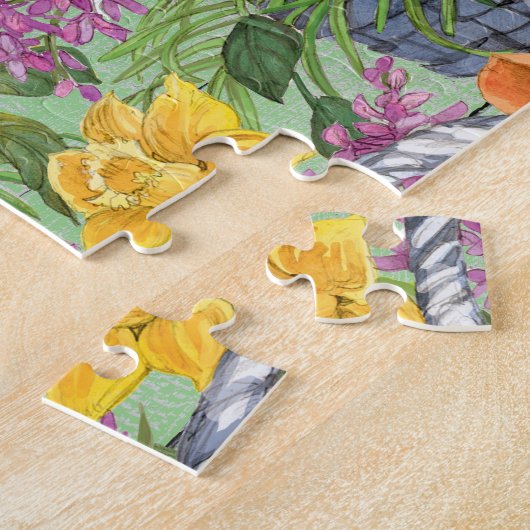 Rustic Easter Basket Eggs Floral Familienaam Legpuzzel (Zijkant)