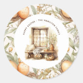 Rustic Easter Beige Personalized Ronde Sticker (Voorkant)