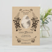 Rustic Easter Black Gingham Egg Hunt Invitation Kaart (Staand voorkant)
