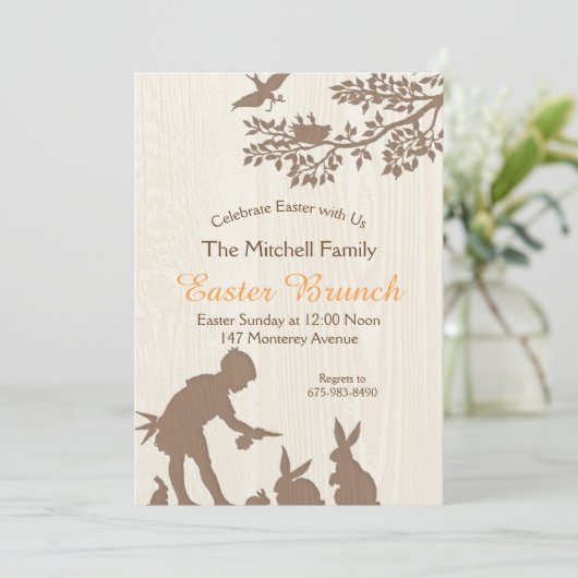 Rustic Easter Brunch Uitnodiging (Staand voorkant)