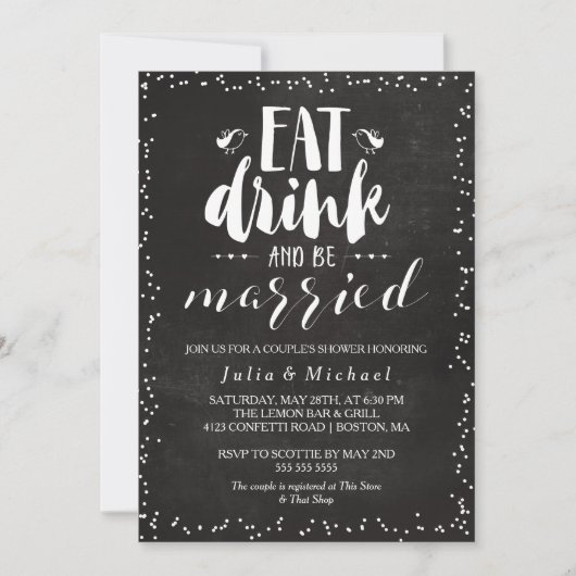 Rustic Eat Drink & Be Married Couple's Shower Kaart (Voorkant)