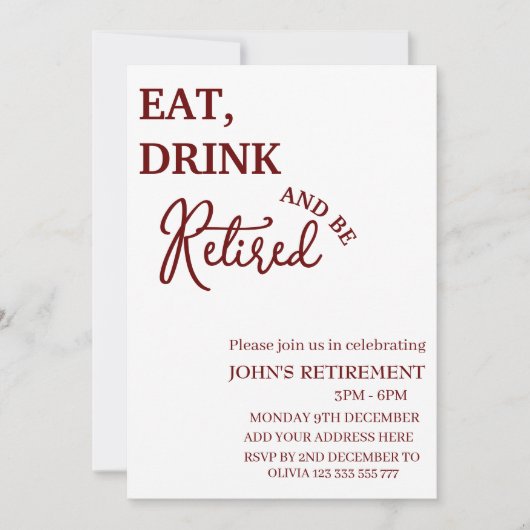 Rustic Eat, Drink en in ruste zijn Funny Retiremen Kaart (Voorkant)